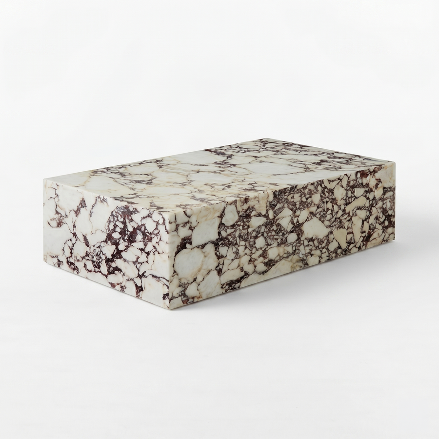 Blanc Rectangular Calacatta Viola White Marble Plinth Coffee Table