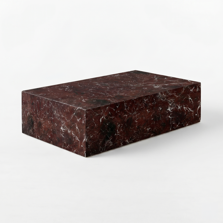 Blanc Rectangular Rosso Levanto Red Marble Plinth Coffee Table