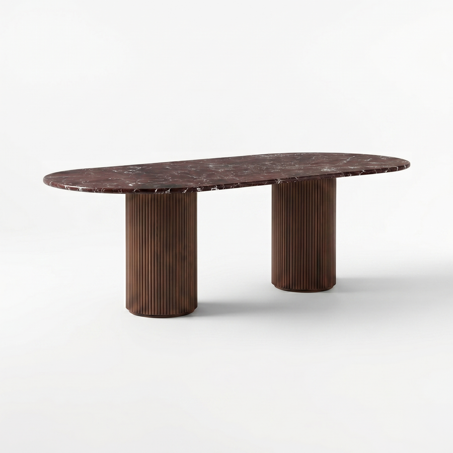 Charles Oval Rosso Levanto Red Marble Dining Table