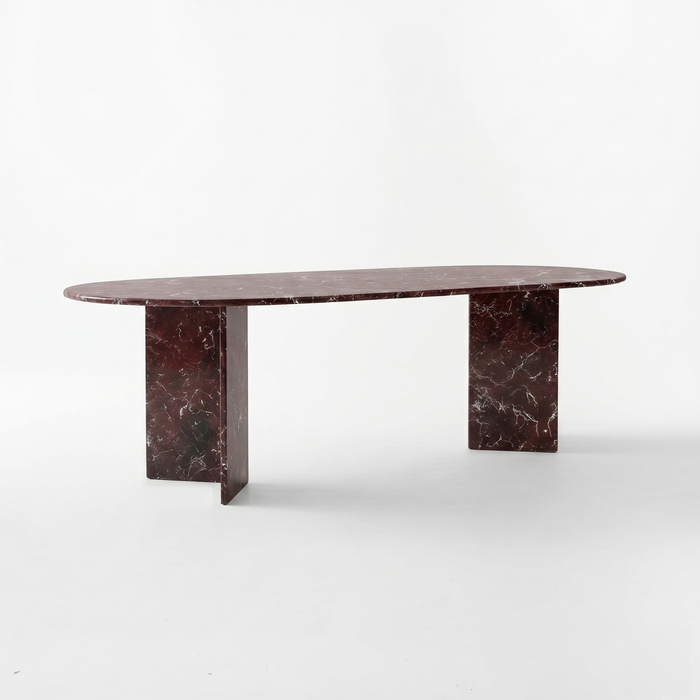 Finn Oval Rosso Levanto Red Marble Dining Table