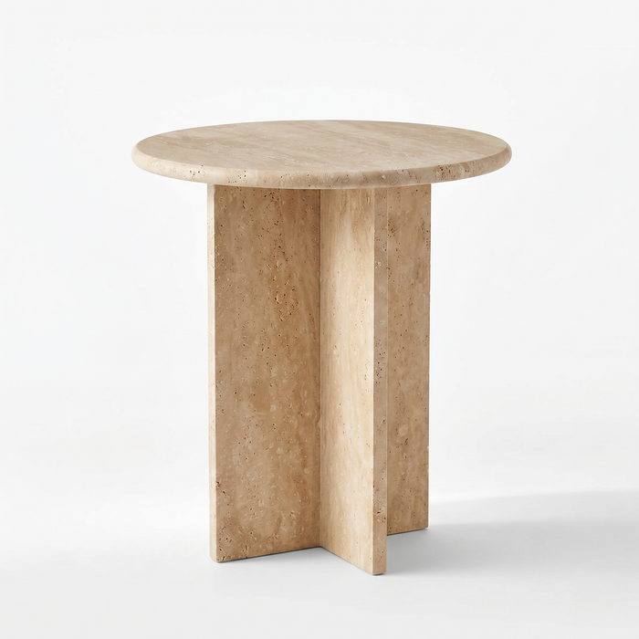 Ole Round Travertine Side Table