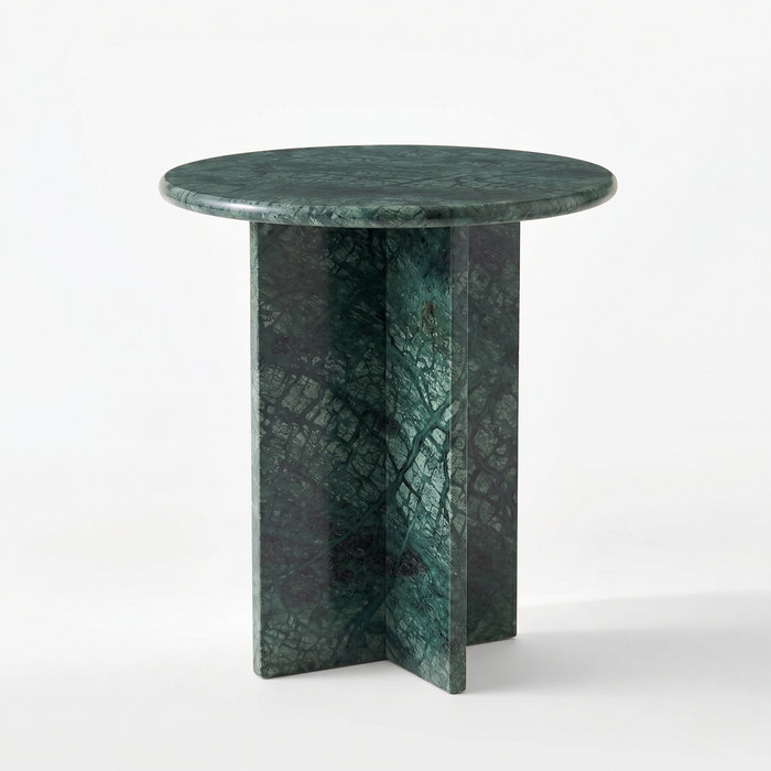 Ole Round Verde Guatemala Green Marble Side Table