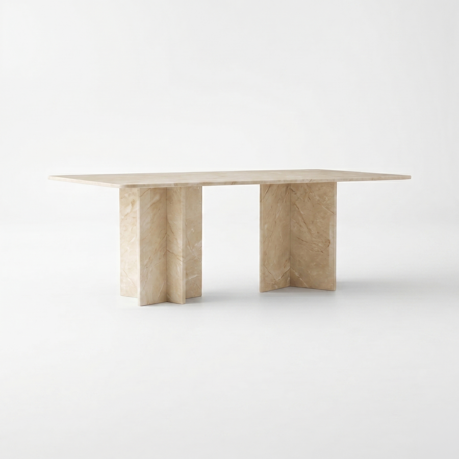 Palermo Rectangular Crema Marfil Beige Marble Dining Table