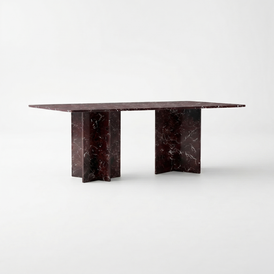 Palermo Rectangular Rosso Levanto Red Marble Dining Table