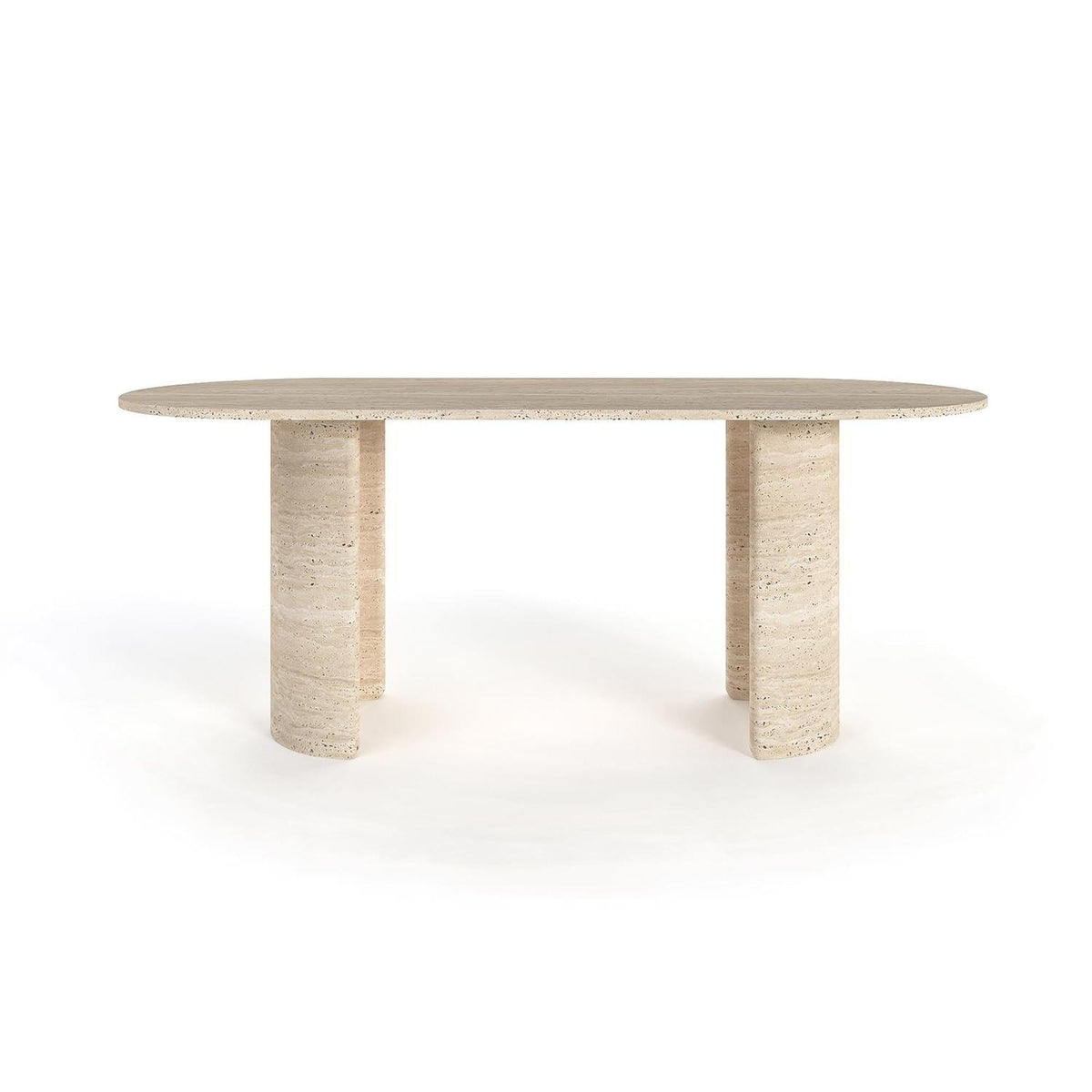 Bowery Oval Travertine Dining Table