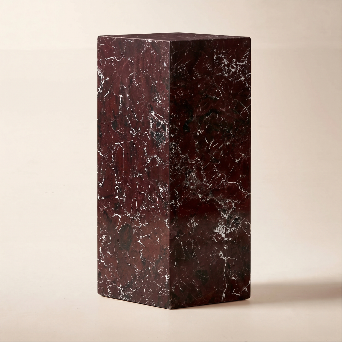 Colo Rosso Levanto Red Marble Plinth Side Table