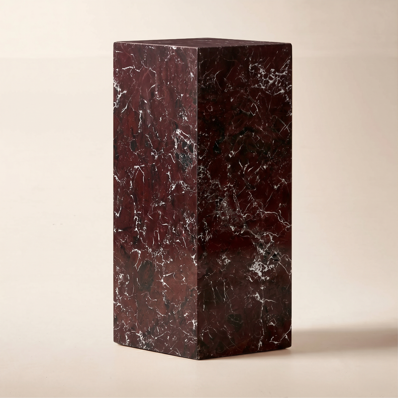 Colo Rosso Levanto Red Marble Plinth Side Table