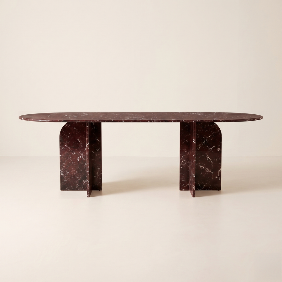Elio Oval Rosso Levanto Red Marble Dining Table