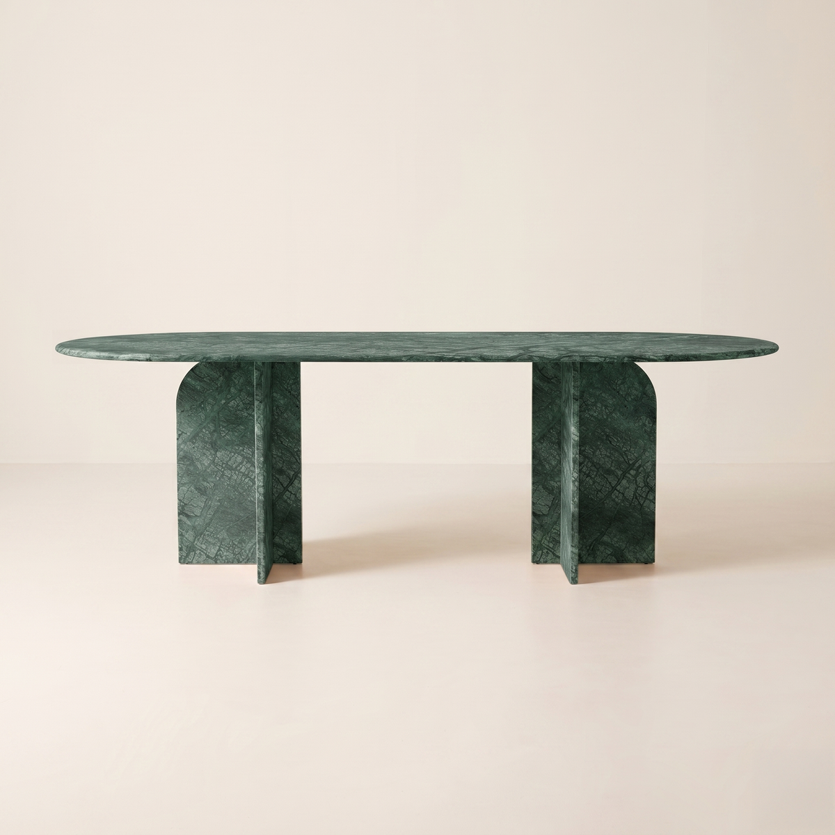 Elio Oval Verde Guatemala Green Marble Dining Table