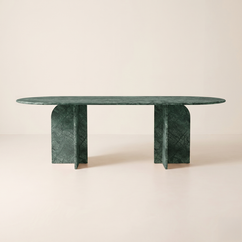 Elio Oval Verde Guatemala Green Marble Dining Table
