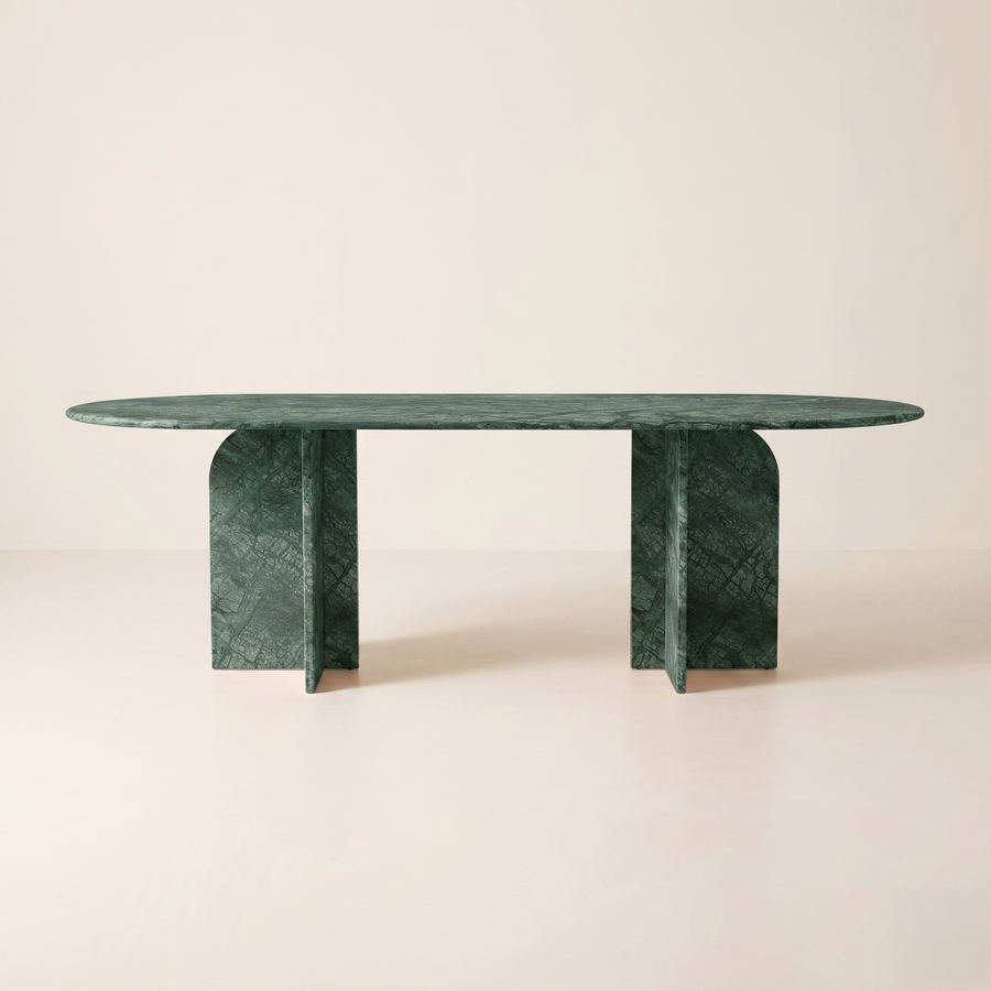 Elio Oval Verde Guatemala Green Marble Dining Table