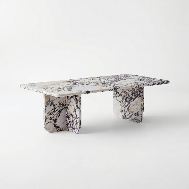 Estel Rectangular Calacatta Viola White Marble Coffee Table