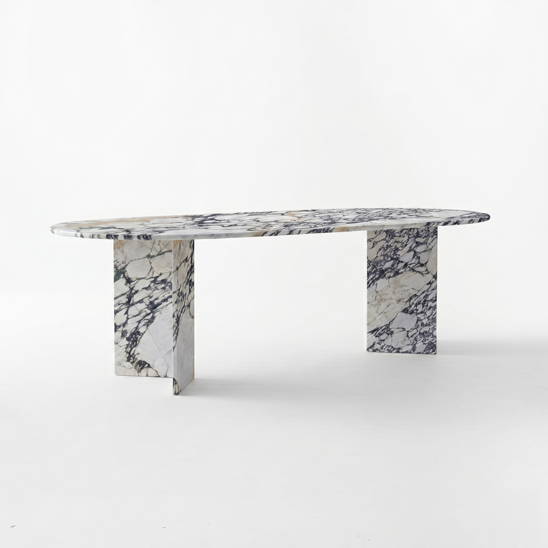 Finn Oval Calacatta Viola White Marble Dining Table