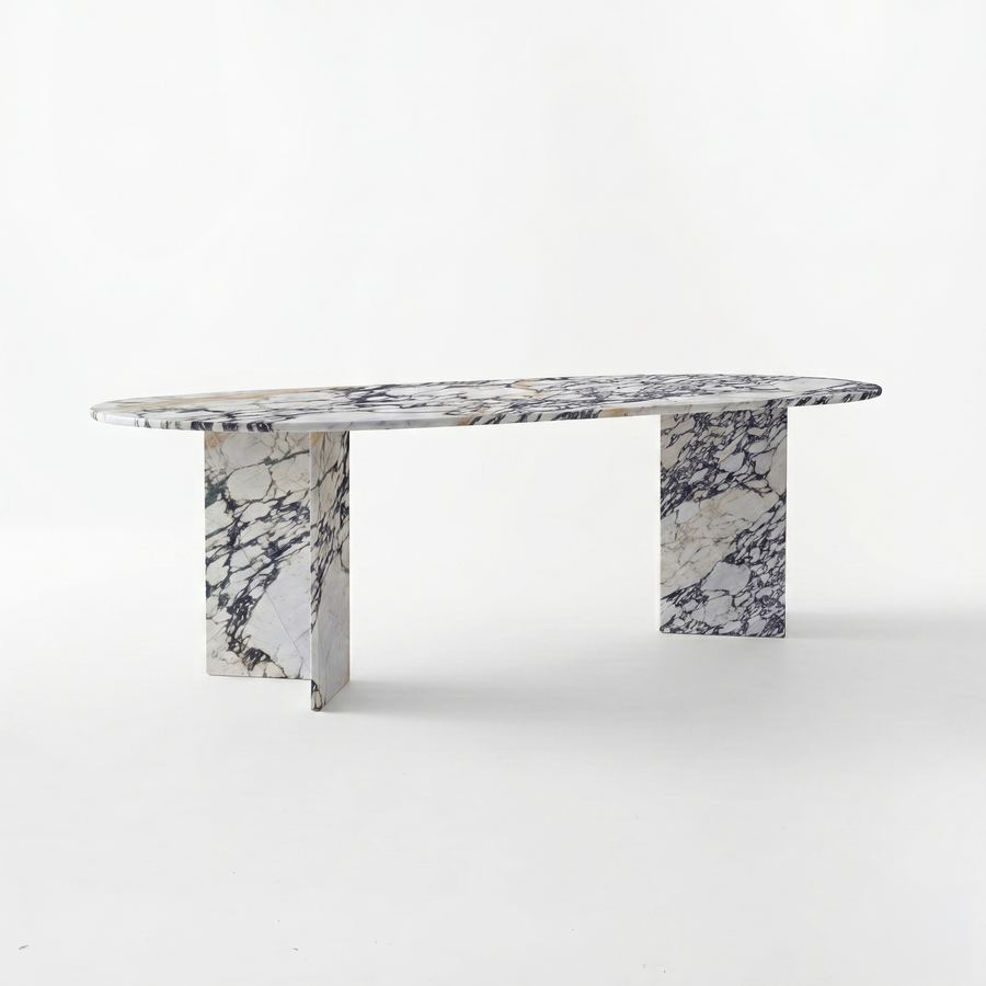 Finn Oval Calacatta Viola White Marble Dining Table