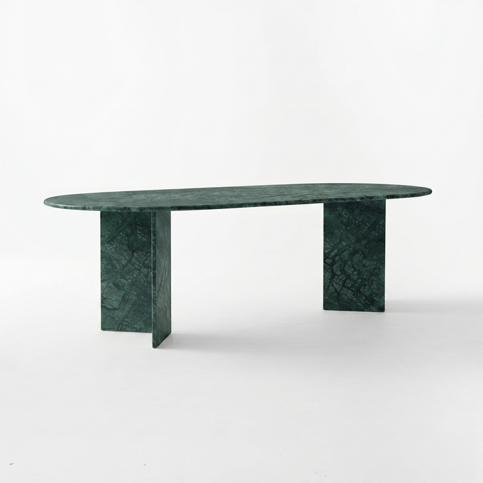 Finn Oval Verde Guatemala Green Marble Dining Table