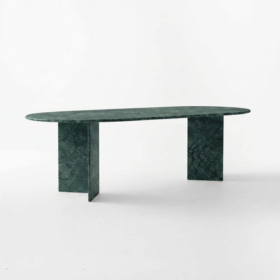 Finn Oval Verde Guatemala Green Marble Dining Table