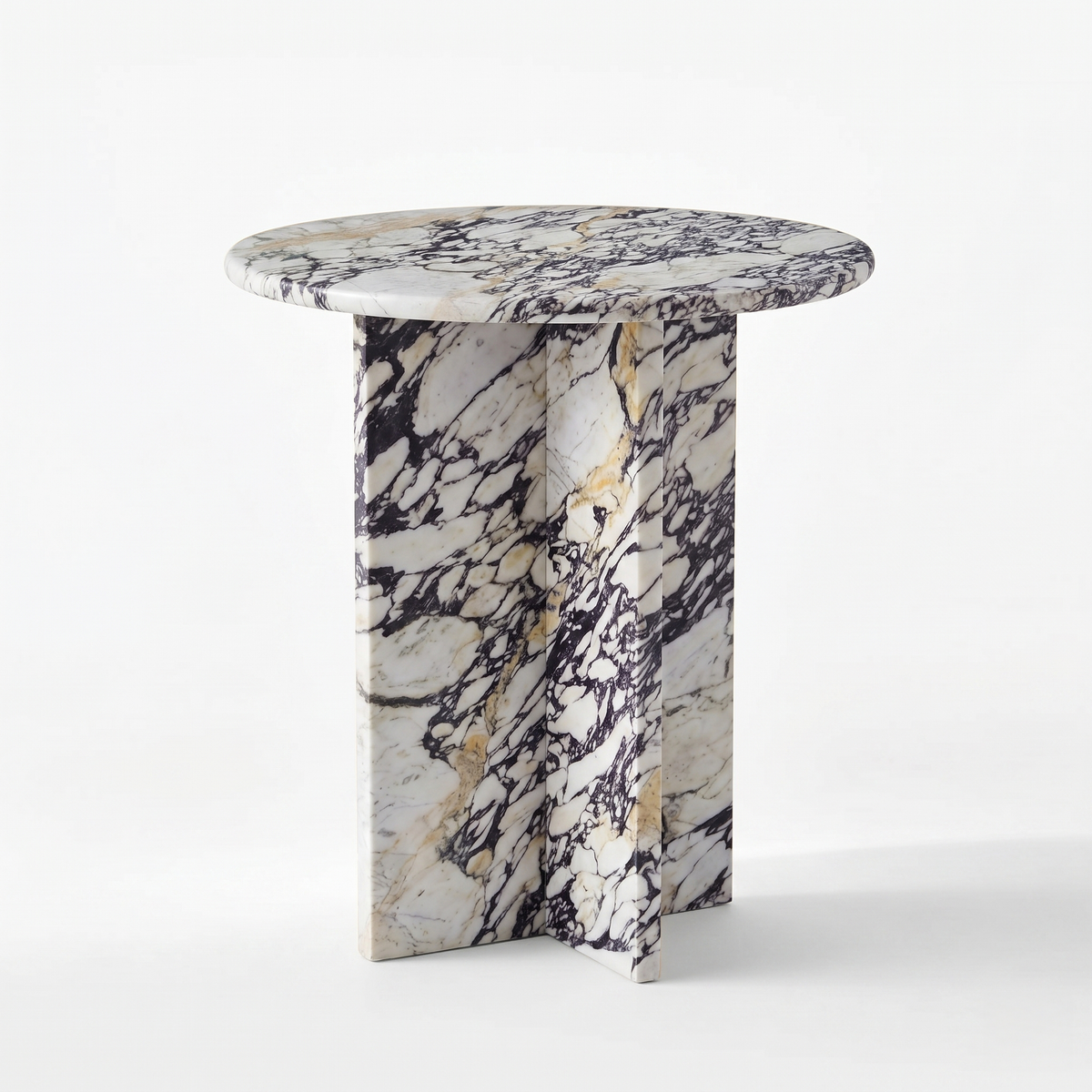Ole Round Calacatta Viola White Marble Side Table