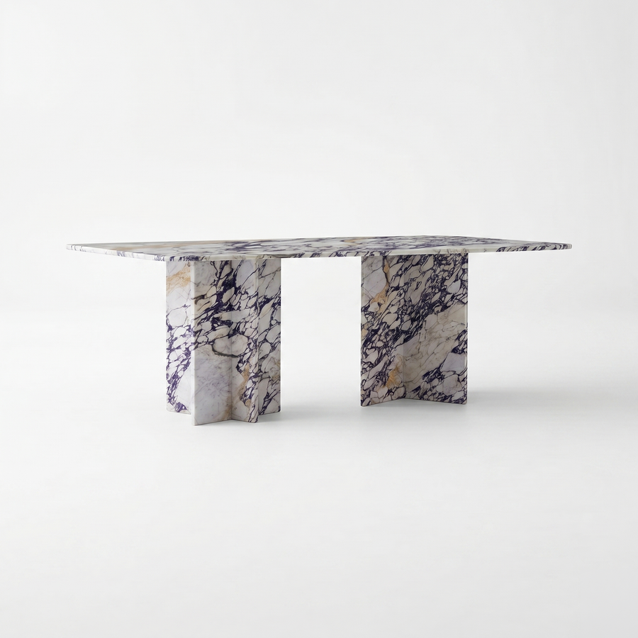 Palermo Rectangular Calacatta Viola White Marble Dining Table