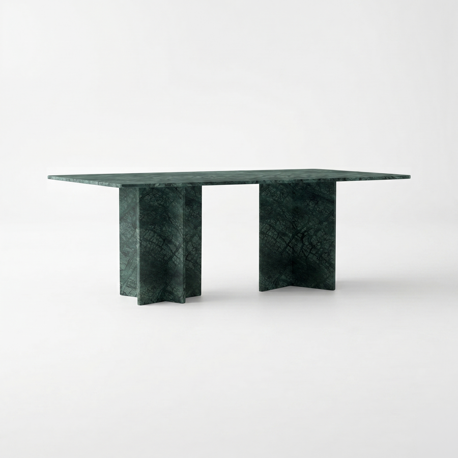 Palermo Rectangular Verde Guatemala Green Marble Dining Table